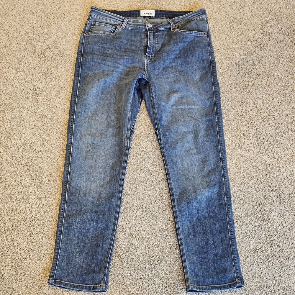 DUER Women Performance Denim Jeans 31x30 Medium Wash Stretch Slim Straight